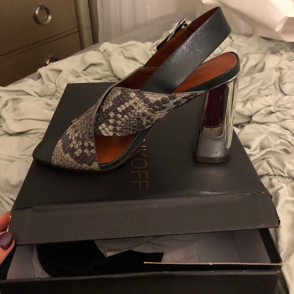 Rebecca Minkoff pina snake embossed sandals